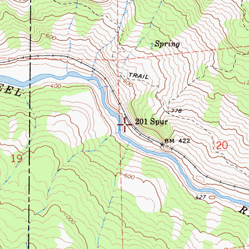 Topographic Map of Two Hundred and One Spur, CA