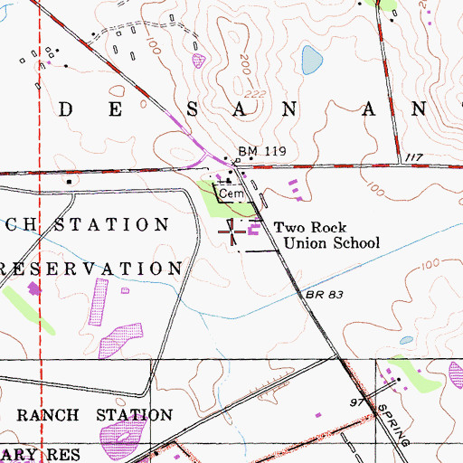 Topographic Map of Two Rock Elementary School, CA