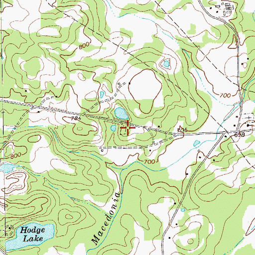 Topographic Map of Macedonia Baptist Church 1847 Cemetery (Old), GA