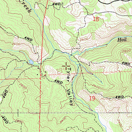Topographic Map of Tyler Valley, CA
