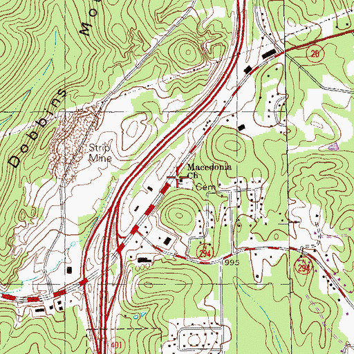Topographic Map of Macedonia Primitive Baptist Church Cemetery, GA