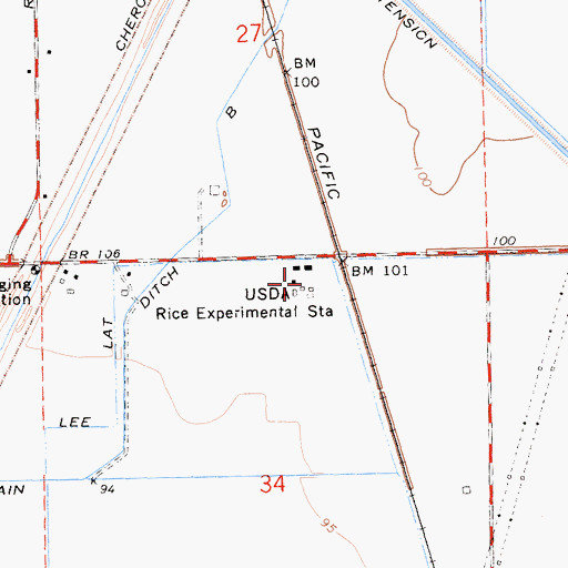 Topographic Map of USDA Rice Experimental Station, CA