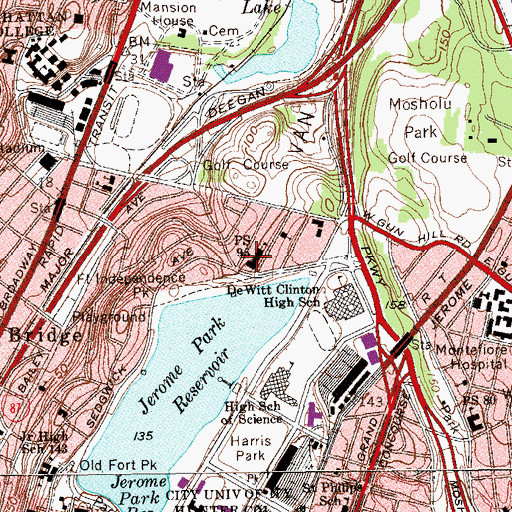 Topographic Map of Ampark Neighborhood School, NY