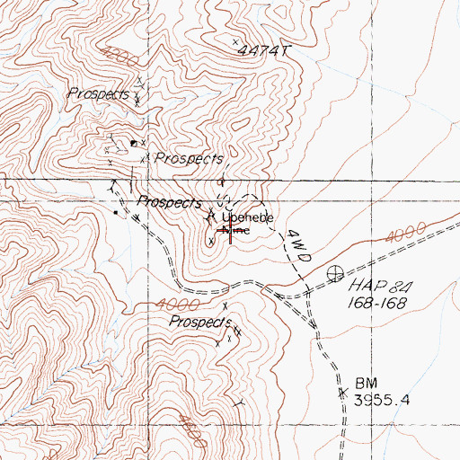 Topographic Map of Ubehebe Mine, CA