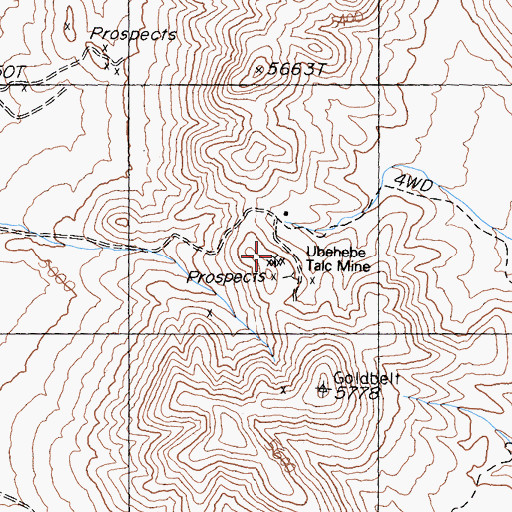 Topographic Map of Ubehebe Talc Mine, CA