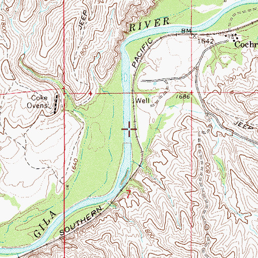 Topographic Map of Cochran Railroad Station, AZ