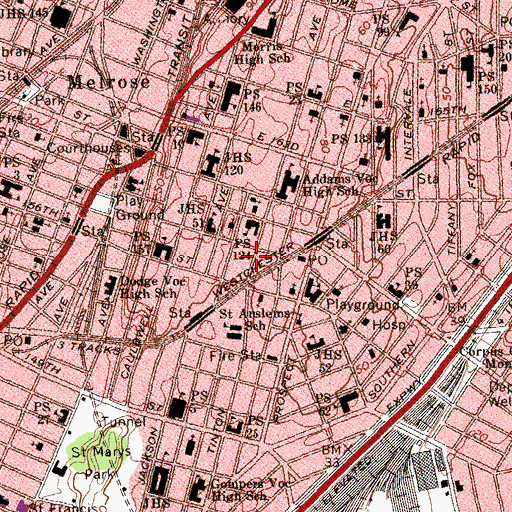 Topographic Map of Jill Chaifetz Transfer High School, NY