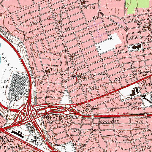 Topographic Map of North Queens Community High School, NY