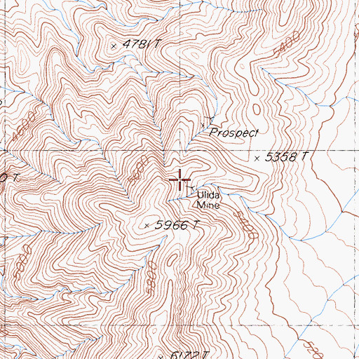 Topographic Map of Ulida Mine, CA