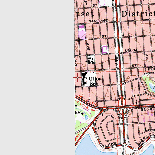 Topographic Map of Ulloa Elementary School, CA