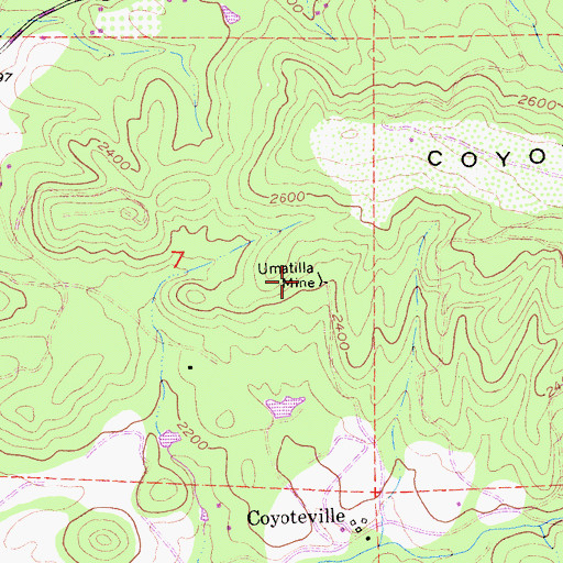 Topographic Map of Umatilla Mine, CA