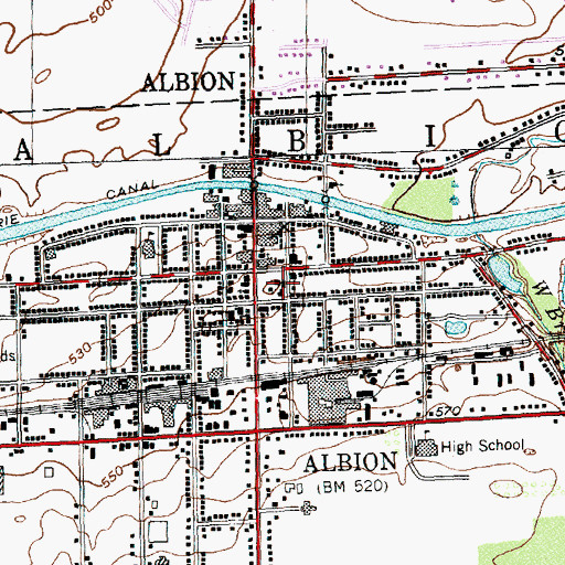 Topographic Map of Orleans County Court House, NY