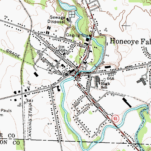 Topographic Map of Honeoye Falls, NY