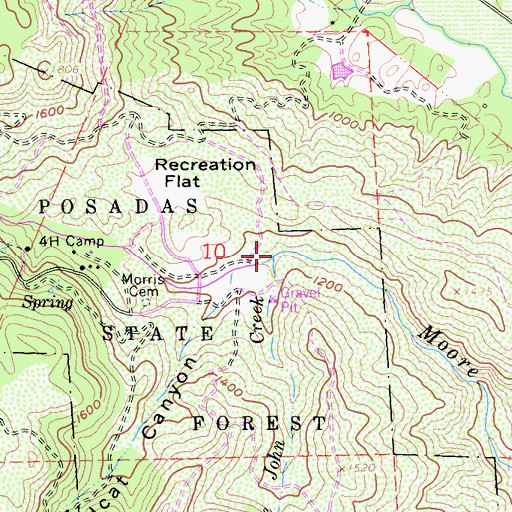 Topographic Map of Uncle John Creek, CA
