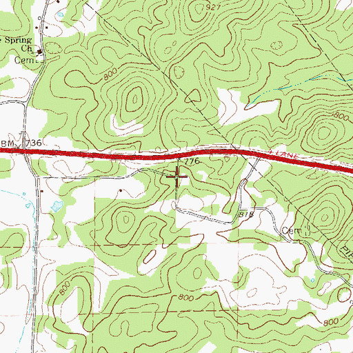 Topographic Map of Rogers Road Cemetery, GA