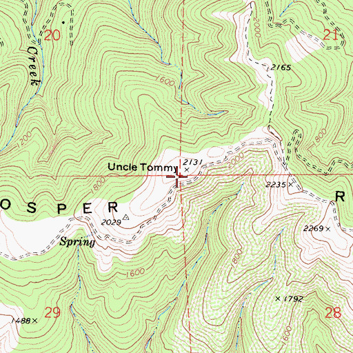 Topographic Map of Uncle Tommy, CA