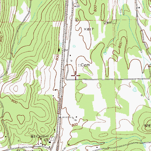 Topographic Map of James M Shaw Family Cemetery, GA