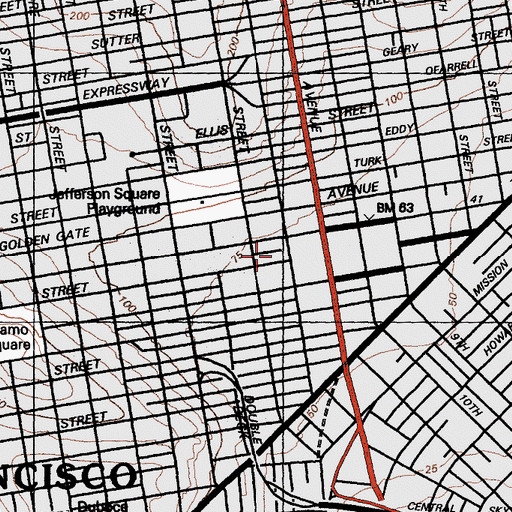 Topographic Map of San Francisco Unified School District Administrative Office, CA