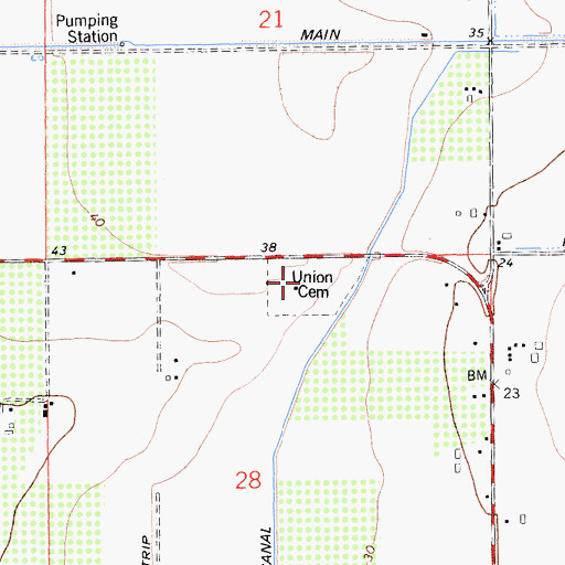 Topographic Map of Byron Brentwood Knightson Cemetery, CA