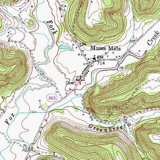 Topographic Map of Muses Mills Christian Church, KY