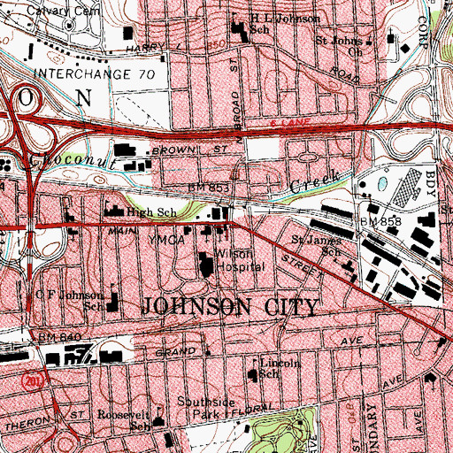 Topographic Map of Sarah Jane Johnson Memorial Methodist Church, NY