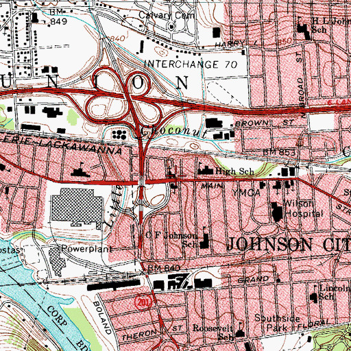 Topographic Map of All Saints Episcopal Church, NY