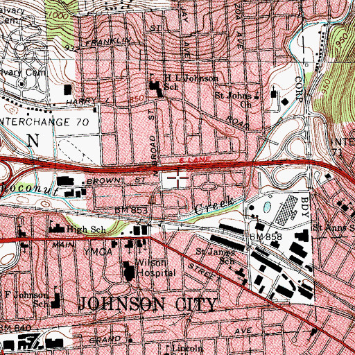 Topographic Map of Johnson Field, NY