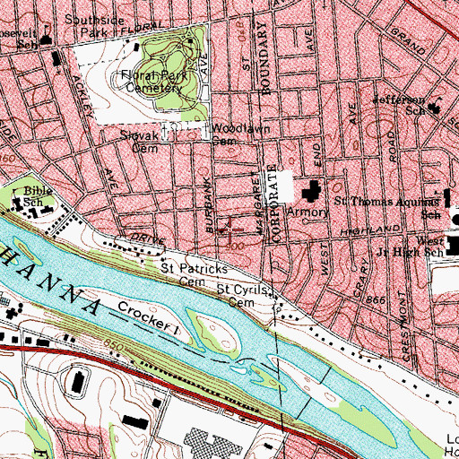 Topographic Map of Reorganized Church of Jesus Christ of Latter Day Saints, NY