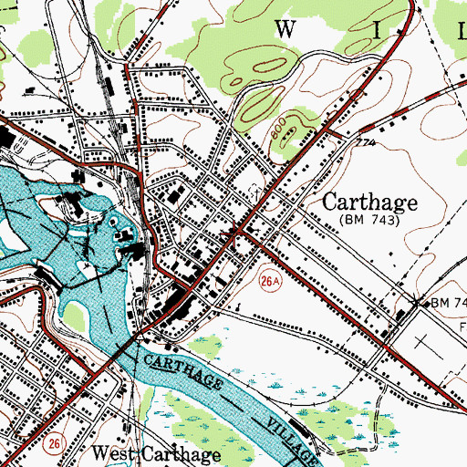 Topographic Map of First Baptist Church, NY