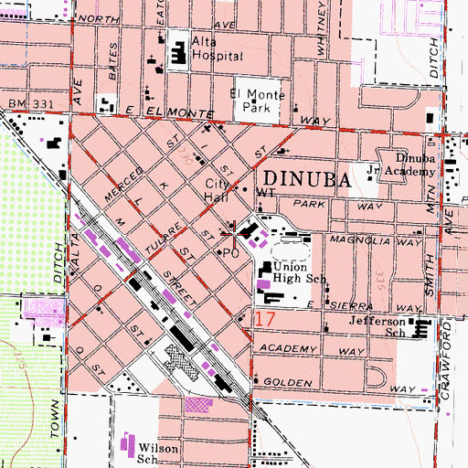 Topographic Map of Union High School, CA