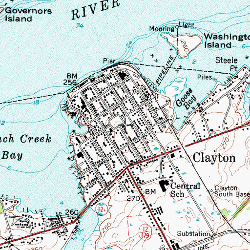 Topographic Map of First Baptist Church, NY