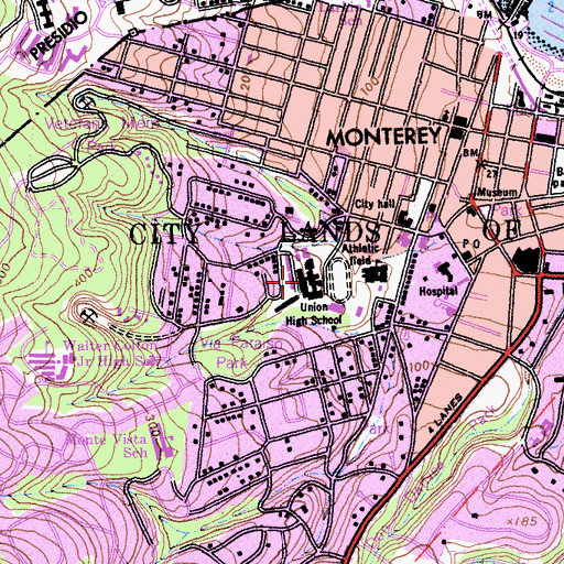 Topographic Map of Monterey High School, CA