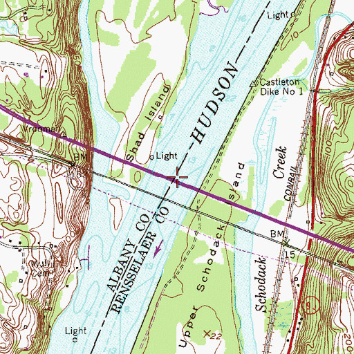 Topographic Map of Castleton-on-Hudson Bridge, NY