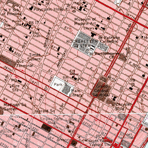 Topographic Map of Katherine Gibbs School, NY