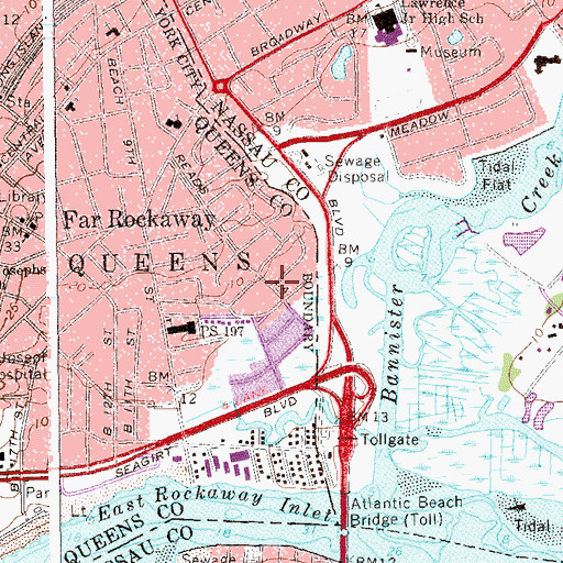 Topographic Map of Rockaway Ocean Country Club (historical), NY