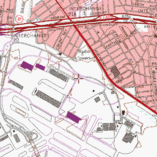 Topographic Map of Queens County Airport (historical), NY