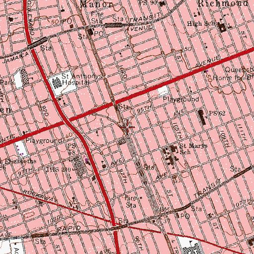 Topographic Map of Woodhaven Junction, NY
