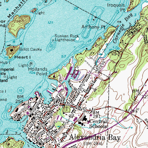 Topographic Map of Greens Bay, NY