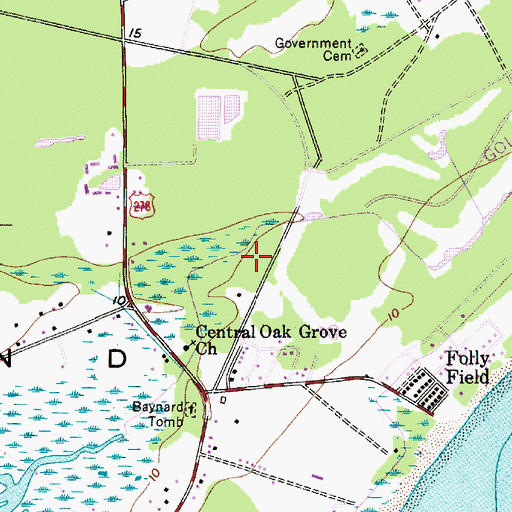 Topographic Map of Hilton Head Island Fire Rescue Station 3, SC