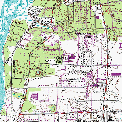 Topographic Map of Beaufort Fire Dept. Station 2, SC