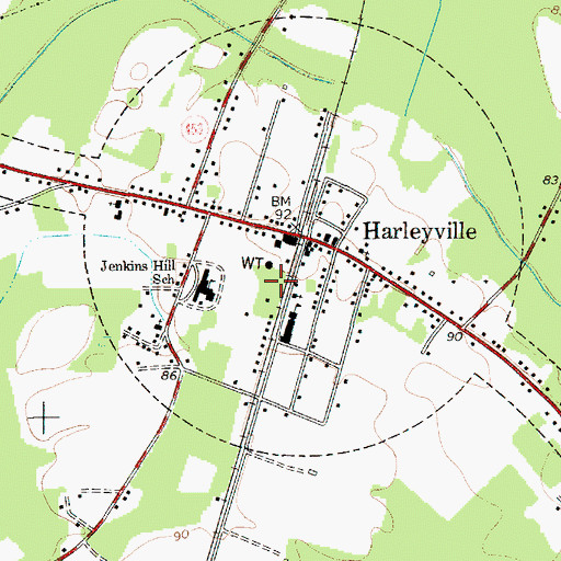 Topographic Map of Harleyville Fire Department Station 3, SC