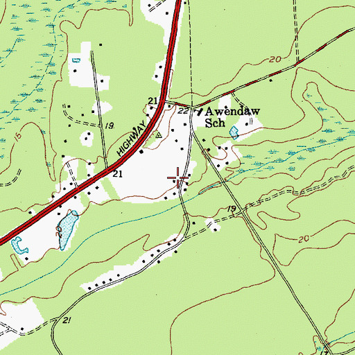 Topographic Map of Awendaw Fire District Station 2, SC