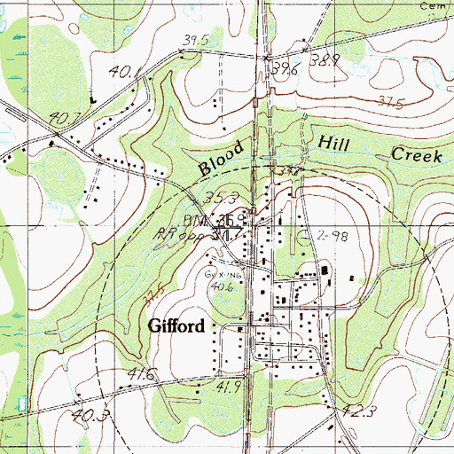 Topographic Map of Gifford Fire Department Station 40, SC