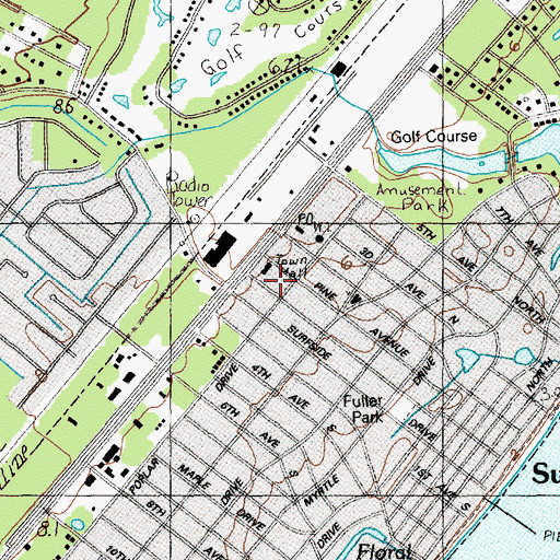 Topographic Map of Surfside Beach Fire Department Surfside Beach, SC
