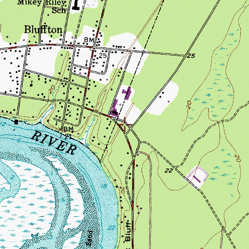 Topographic Map of Bluffton Township Fire District Station 30, SC