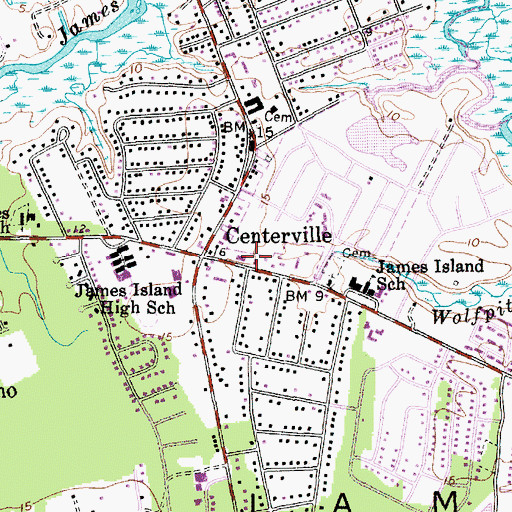 Topographic Map of James Island Fire Department Station, SC