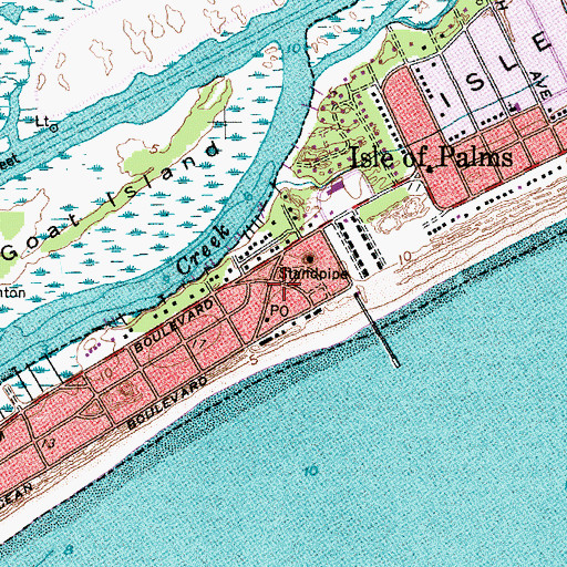 Topographic Map of Isle of Palms Fire Department Station 1, SC