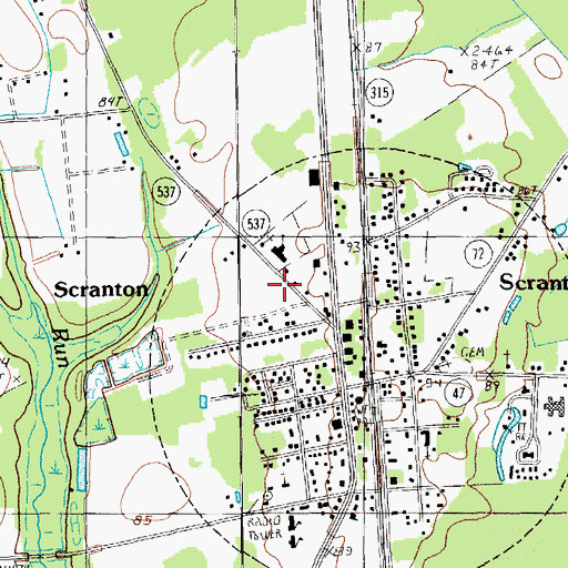 Topographic Map of South Lynches Fire Department Station 6, SC