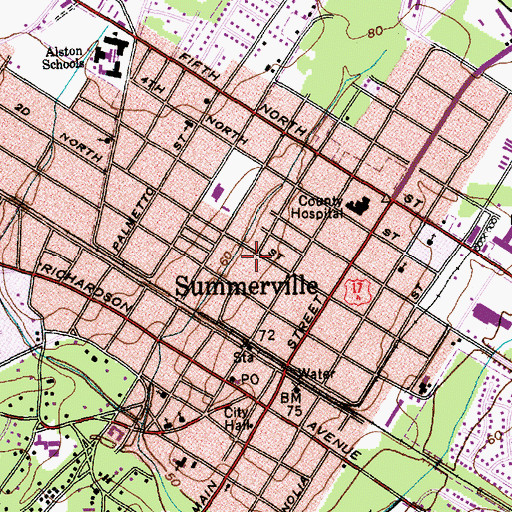 Topographic Map of Summerville Fire Department, SC