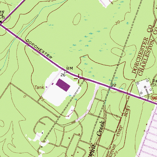 Topographic Map of Ashley River Fire Department, SC